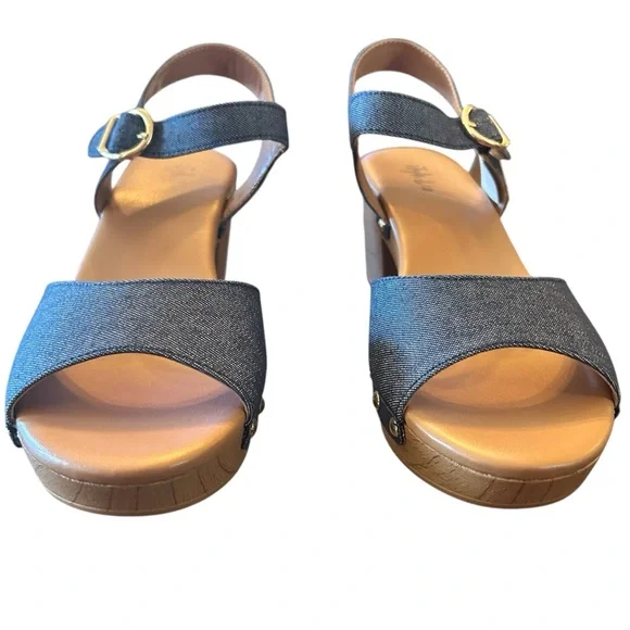 Style & Co Anddreas Navy Canvas Platform Block-Heel Sandals Size 6.5 - Picture 3 of 10